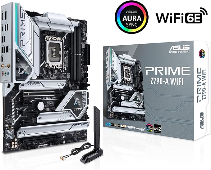ASUS Prime Z790-A WiFi 6E LGA 1700(Intel®13th&12th) ATX Motherboard (16+1 DrMOS, PCIe 5.0,DDR5,4X M.2 Slots,2.5 Gb LAN,USB 3.2 Gen 2 Front Panel Type-C, Thunderbolt™ 4/USB4, DP) ASUS Prime Z790-A WiFi 6E LGA 1700(Intel®13th&12th) ATX Motherboard (16+1 DrMOS, PCIe 5.0,DDR5,4X M.2 Slots,2.5 Gb LAN,USB 3.2 Gen 2 Front Panel Type-C, Thunderbolt™ 4/USB4, DP)